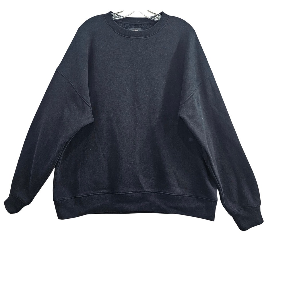 Quince Sweatshirt Mens XL Black Solid Everyday Fleece Crewneck Organic Cotton
